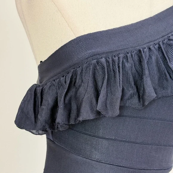 French Connection Navy Blue One-Shoulder Dress Size 2 - Picture 7 of 16